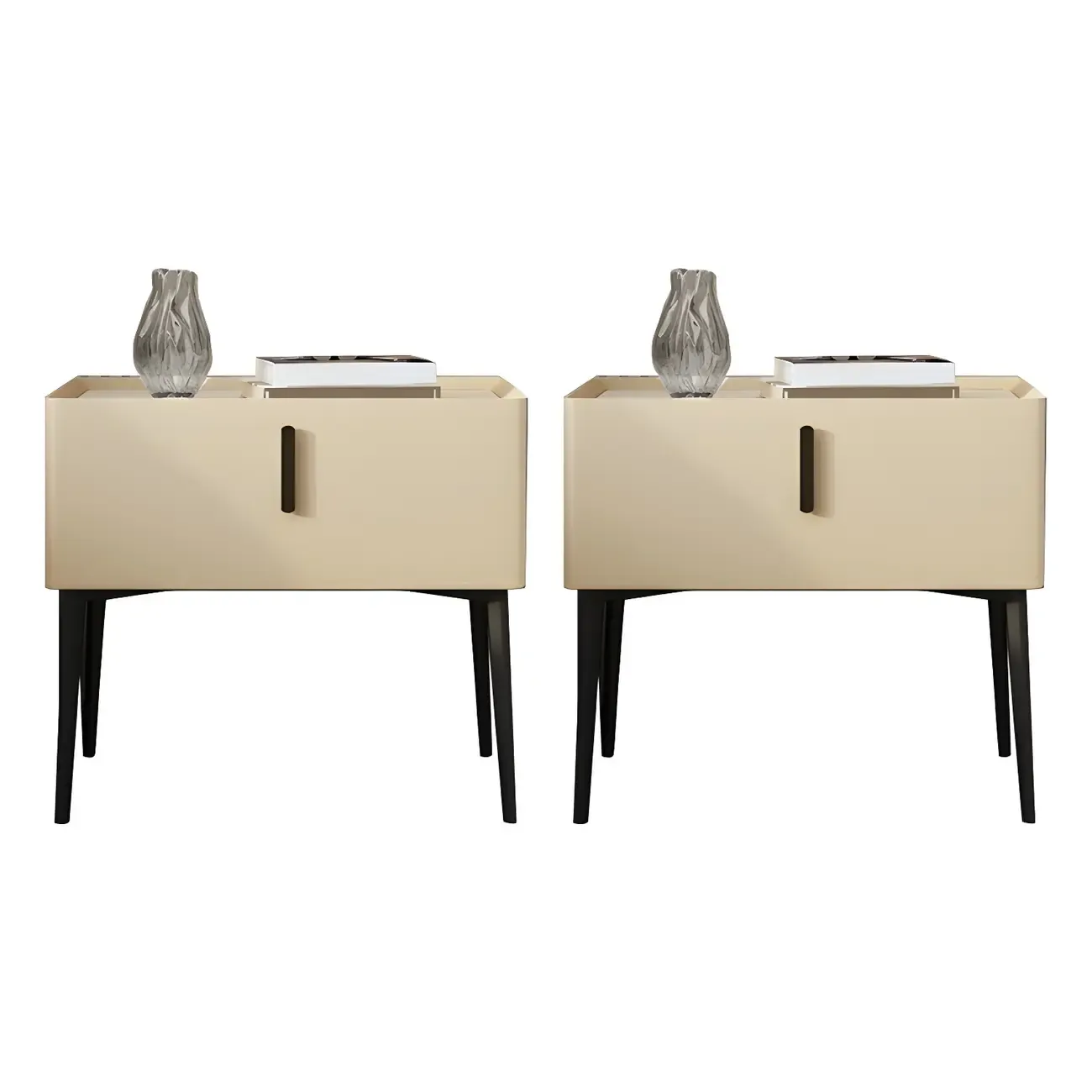 Trendy Narrow Cubic Wooden Nightstand with Legs Image - 28