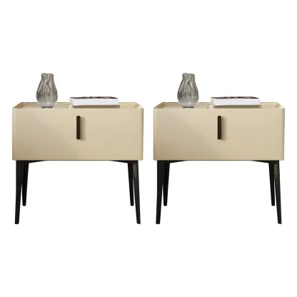 Trendy Narrow Cubic Wooden Nightstand with Legs Image - 28