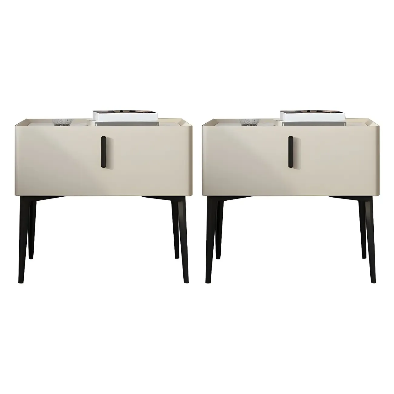 Trendy Narrow Cubic Wooden Nightstand with Legs Image - 30