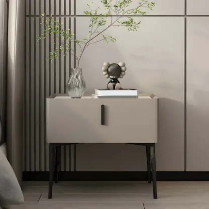 Trendy Narrow Cubic Wooden Nightstand with Legs Image - 31