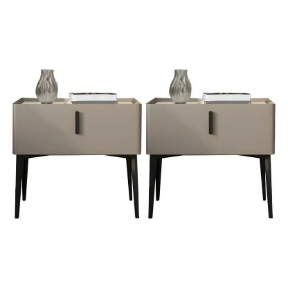 Trendy Narrow Cubic Wooden Nightstand with Legs Image - 32