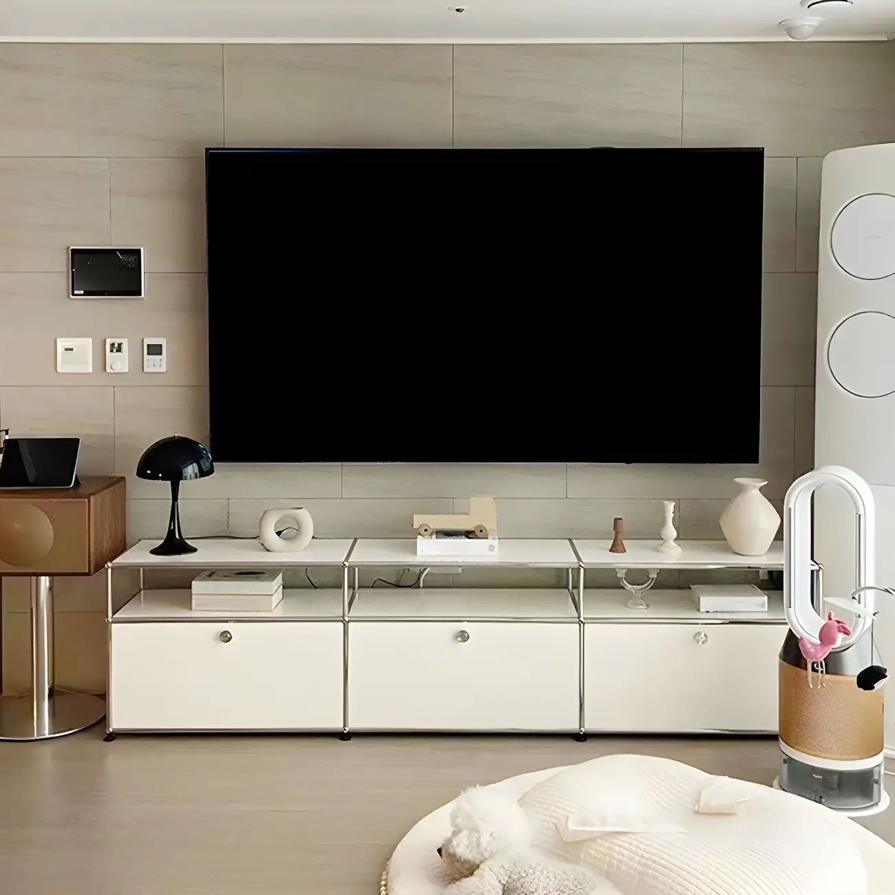 Modular Metal Frame TV Stand Entertainment Center with Storage Image - 1 | homeyfad