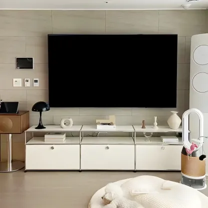 Modular Metal Frame TV Stand Entertainment Center with Storage Image - 1