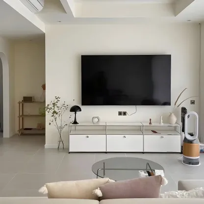 Modular Metal Frame TV Stand Entertainment Center with Storage Image - 2