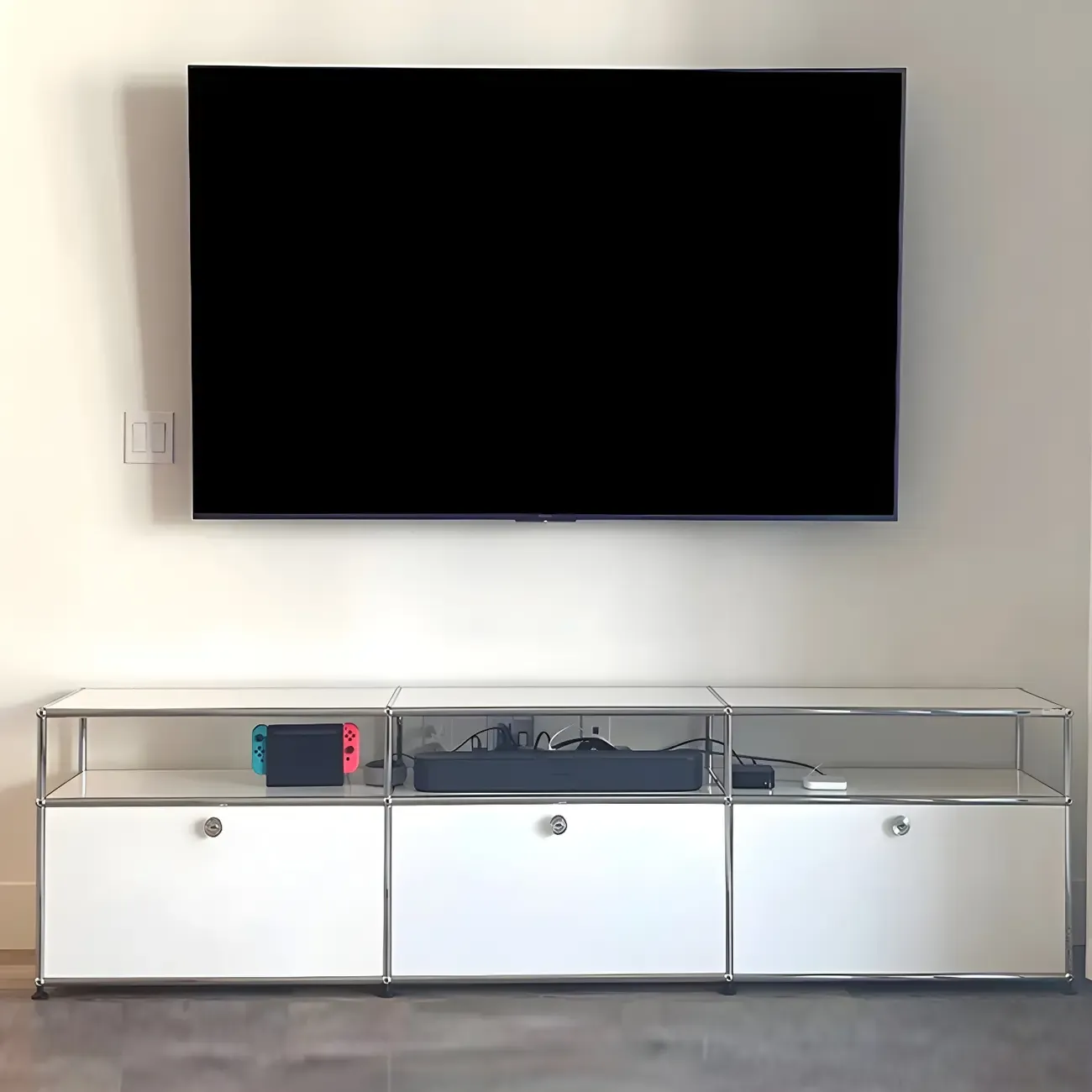 Modular Metal Frame TV Stand Entertainment Center with Storage Image - 4