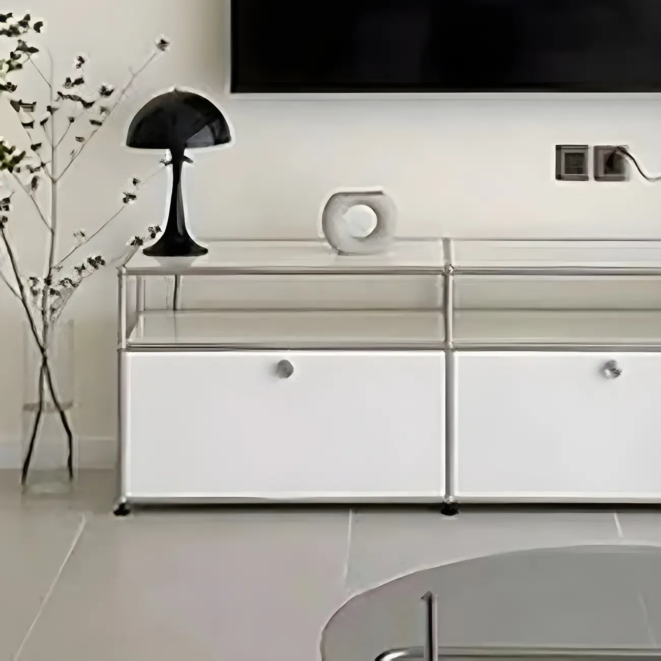 Modular Metal Frame TV Stand Entertainment Center with Storage Image - 5