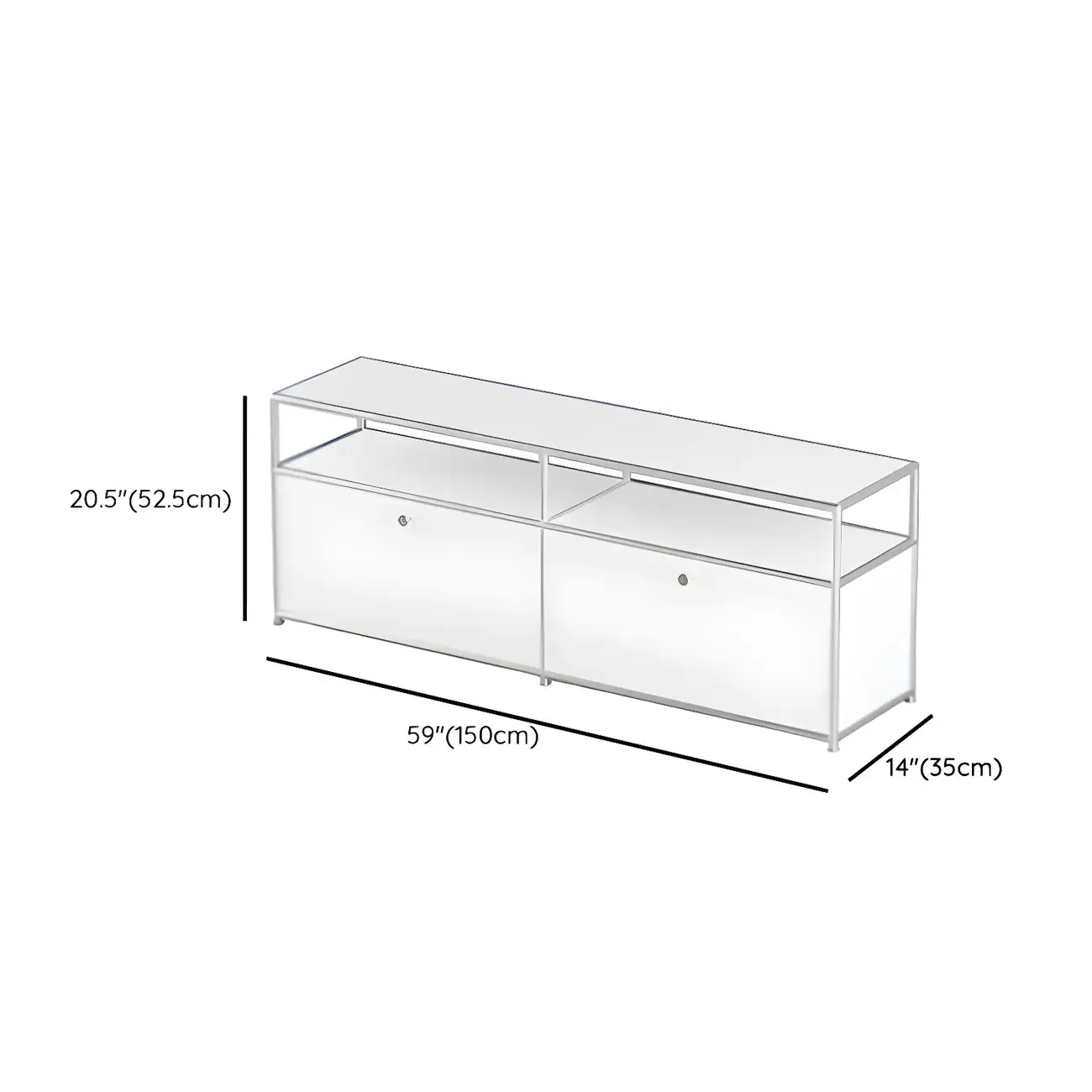 Modular Metal Frame TV Stand Entertainment Center with Storage #size