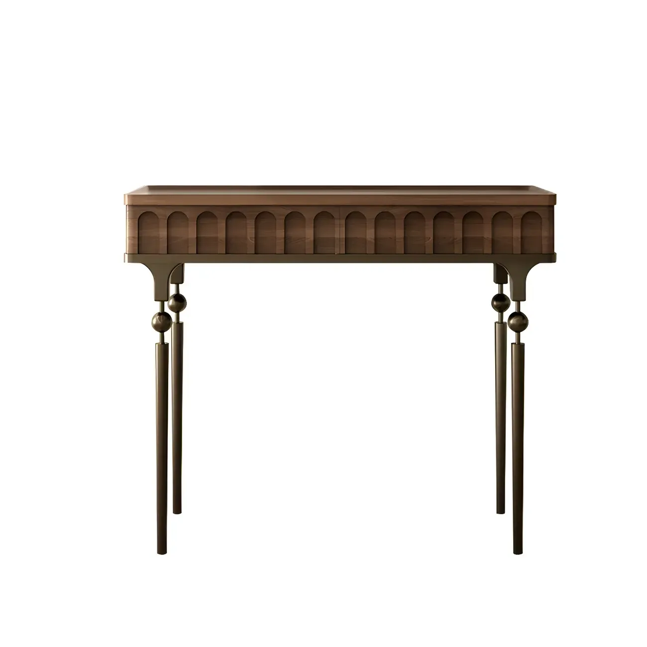 Modern Black Wood Gold Legs Console Table Image - 5