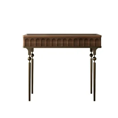 Modern Black Wood Gold Legs Console Table Image - 5