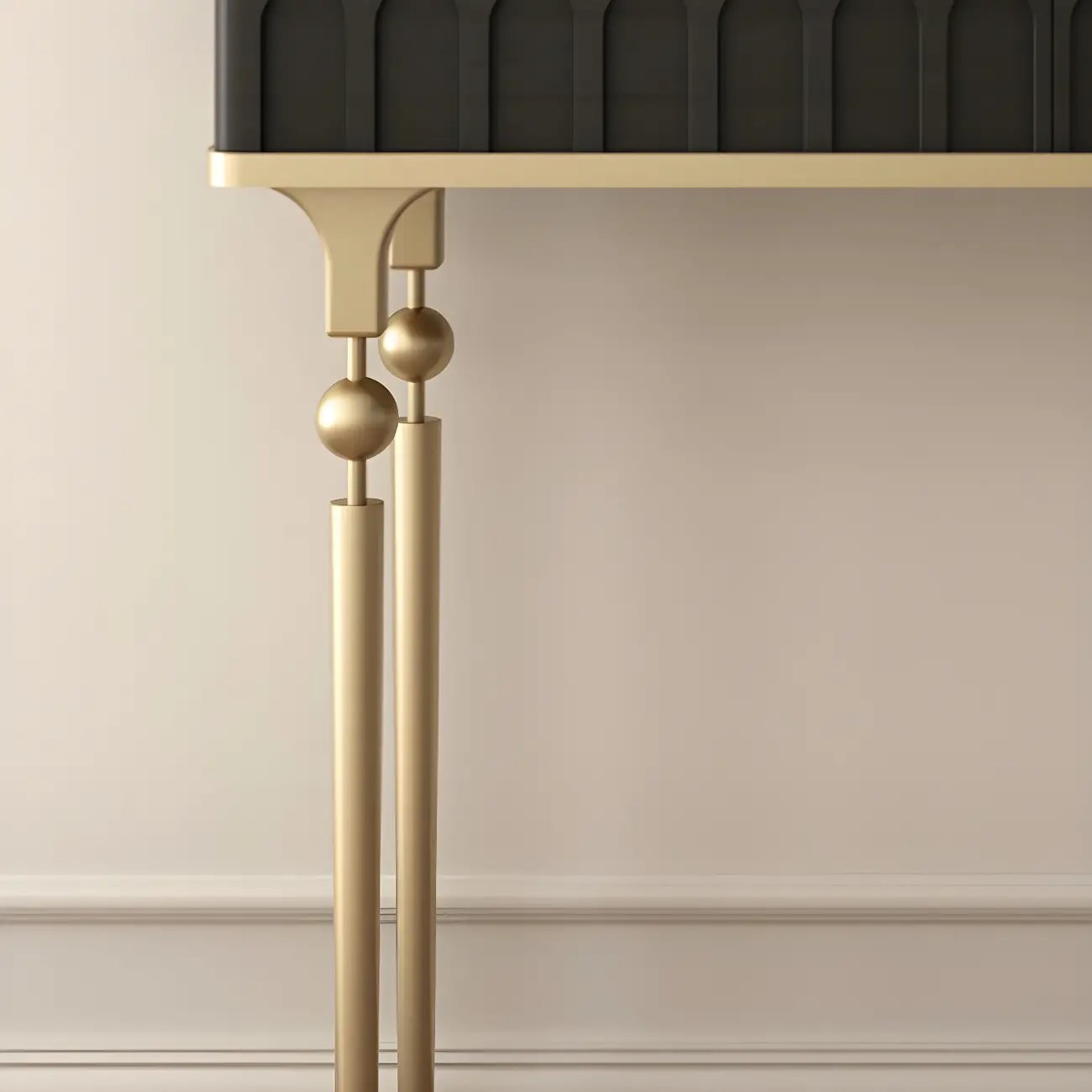 Modern Black Wood Gold Legs Console Table Image - 6 | homeyfad