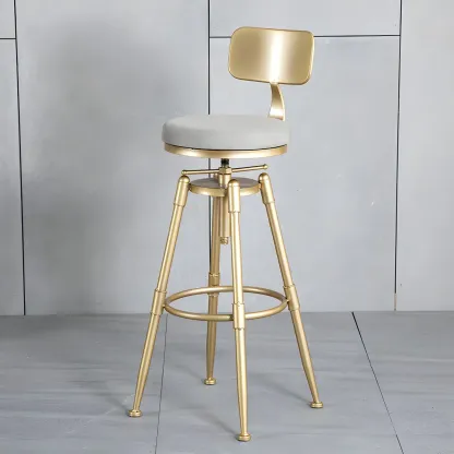 Luxurious Metal Swivel Bar Stools with Backrest for Home Bar Image - 3