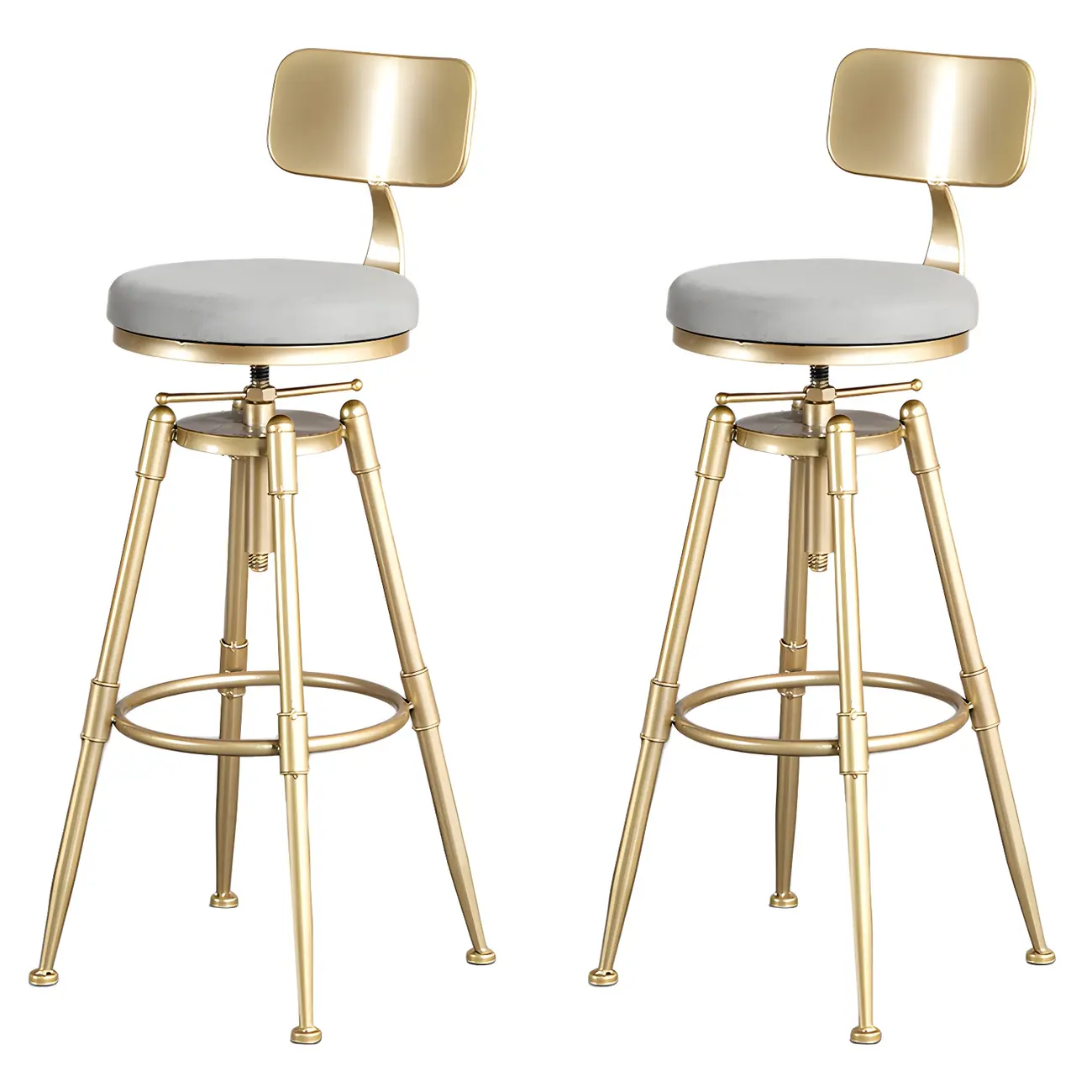Luxurious Metal Swivel Bar Stools with Backrest for Home Bar Image - 4 | homeyfad