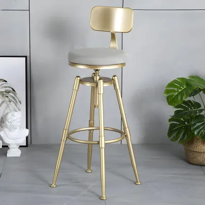 Luxurious Metal Swivel Bar Stools with Backrest for Home Bar Image - 5