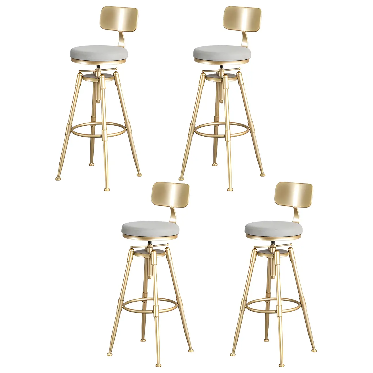 Luxurious Metal Swivel Bar Stools with Backrest for Home Bar Image - 6 | homeyfad
