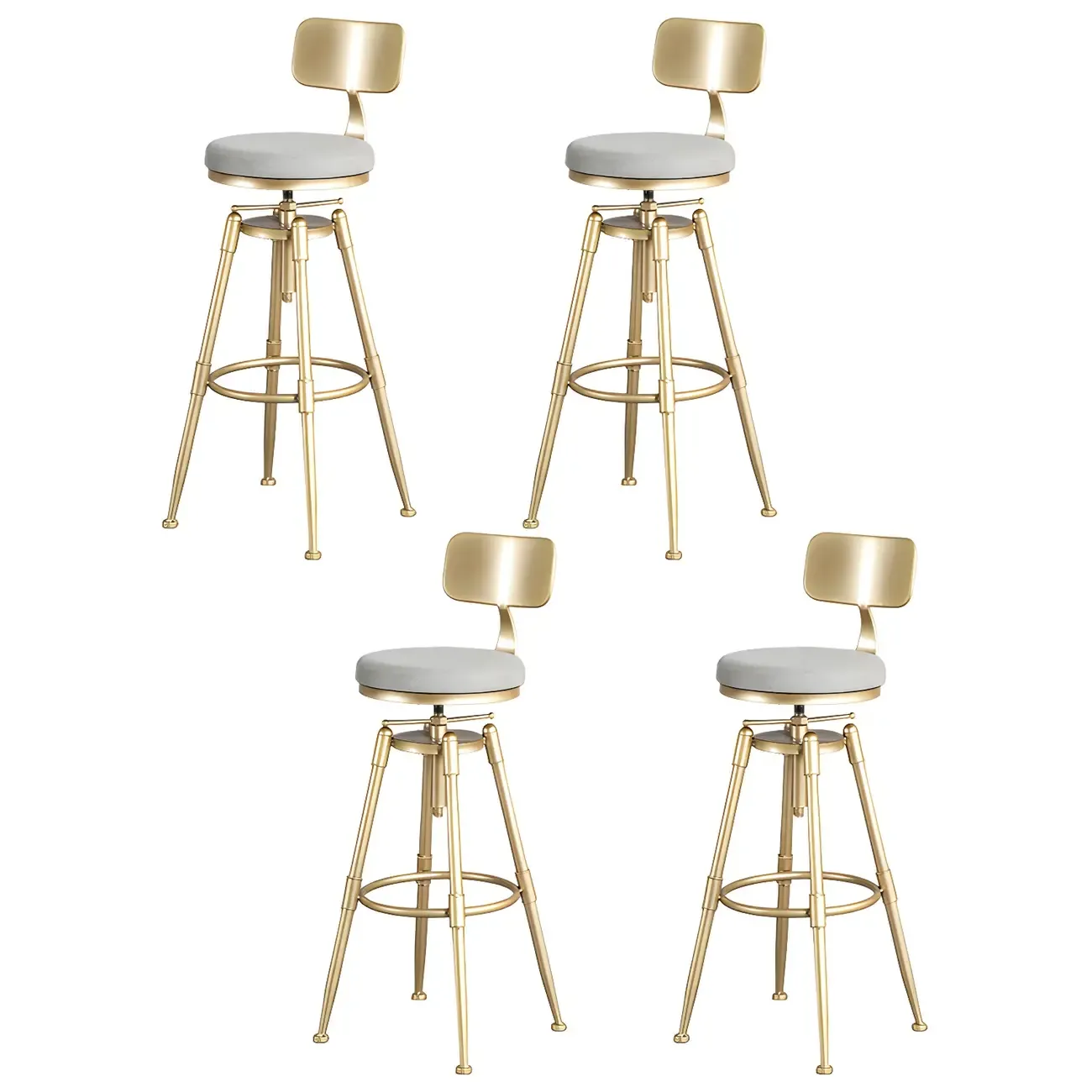 Luxurious Metal Swivel Bar Stools with Backrest for Home Bar Image - 6