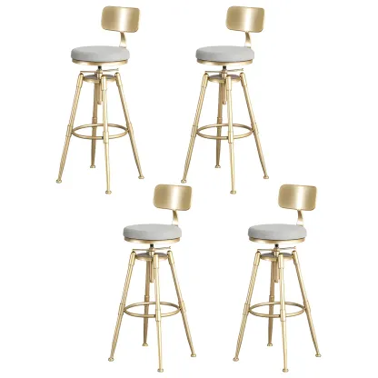 Luxurious Metal Swivel Bar Stools with Backrest for Home Bar Image - 6