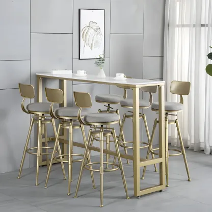 Luxurious Metal Swivel Bar Stools with Backrest for Home Bar Image - 7