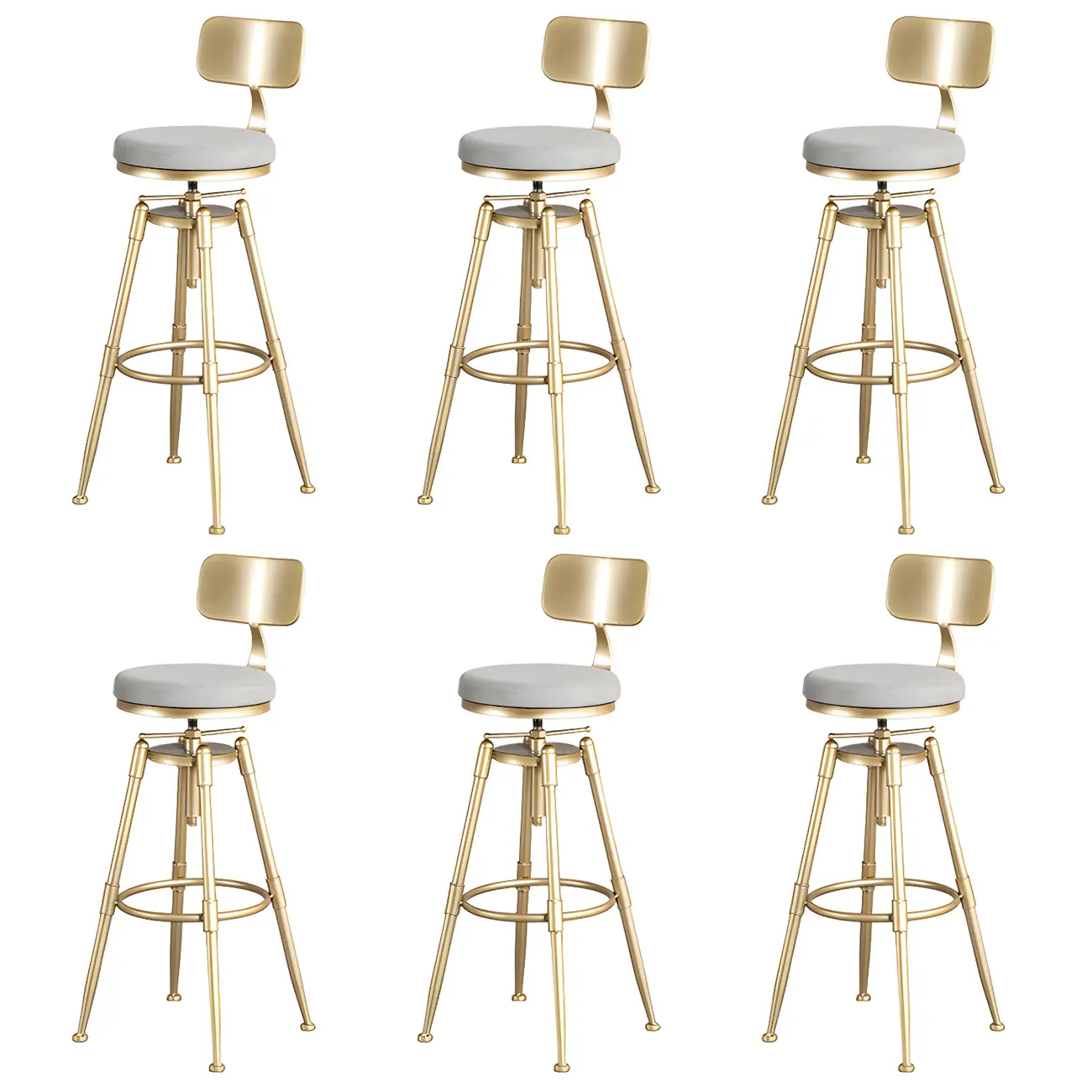 Luxurious Metal Swivel Bar Stools with Backrest for Home Bar Image - 9 | homeyfad