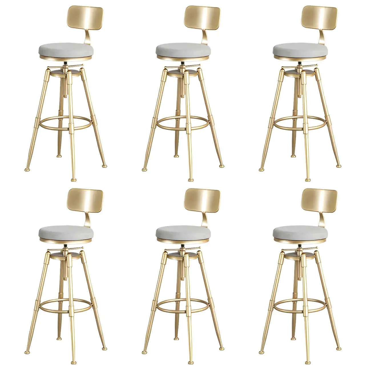 Luxurious Metal Swivel Bar Stools with Backrest for Home Bar Image - 9