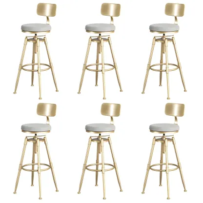 Luxurious Metal Swivel Bar Stools with Backrest for Home Bar Image - 9
