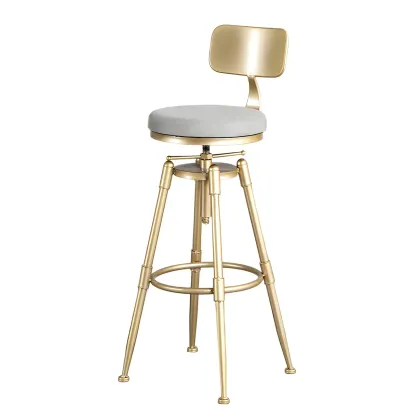 Luxurious Metal Swivel Bar Stools with Backrest for Home Bar Image - 10