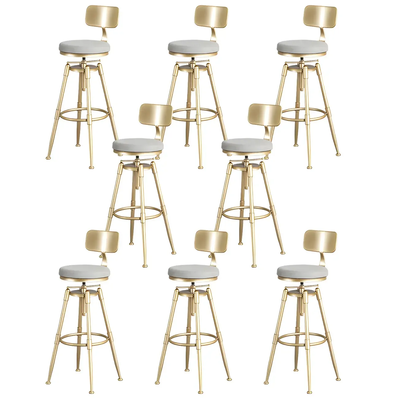 Luxurious Metal Swivel Bar Stools with Backrest for Home Bar Image - 11