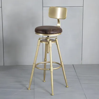 Luxurious Metal Swivel Bar Stools with Backrest for Home Bar Image - 12