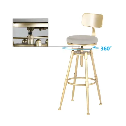 Luxurious Metal Swivel Bar Stools with Backrest for Home Bar Image - 13