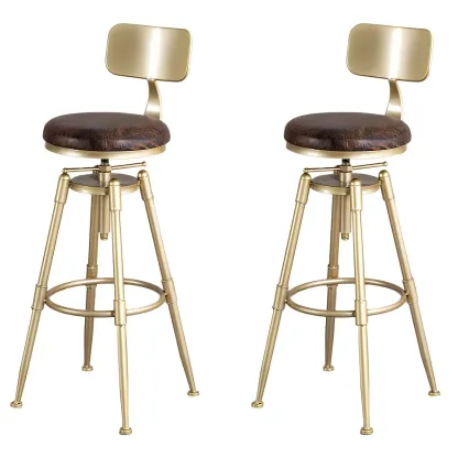 Luxurious Metal Swivel Bar Stools with Backrest for Home Bar Image - 14