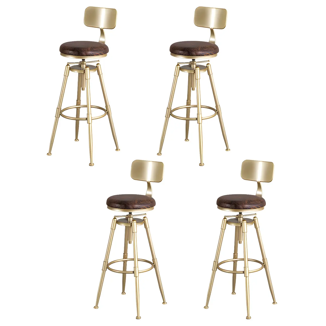 Luxurious Metal Swivel Bar Stools with Backrest for Home Bar Image - 16 | homeyfad