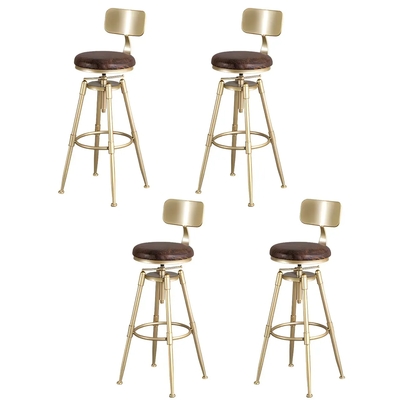 Luxurious Metal Swivel Bar Stools with Backrest for Home Bar Image - 16