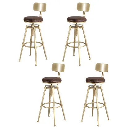 Luxurious Metal Swivel Bar Stools with Backrest for Home Bar Image - 16