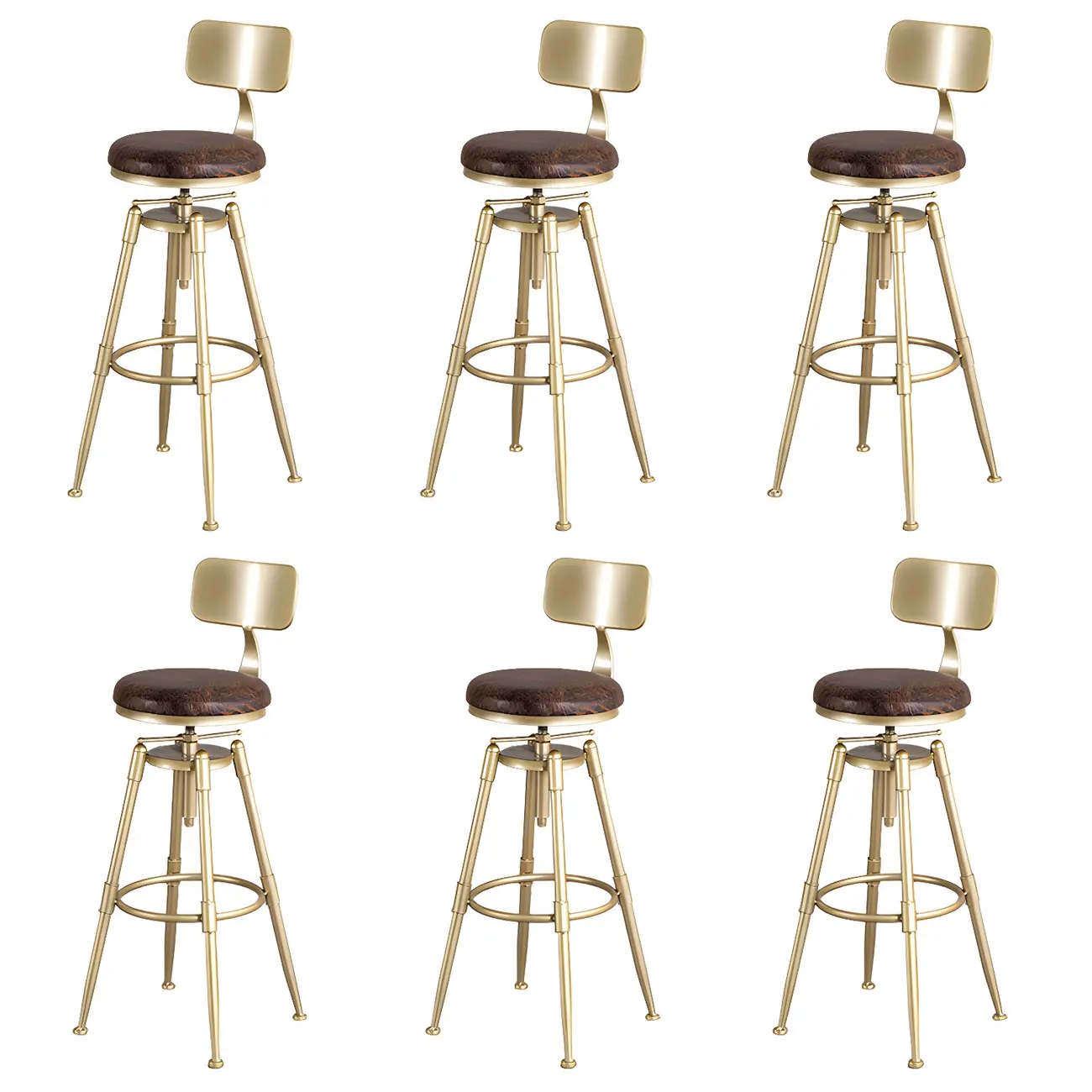 Luxurious Metal Swivel Bar Stools with Backrest for Home Bar Image - 18 | homeyfad