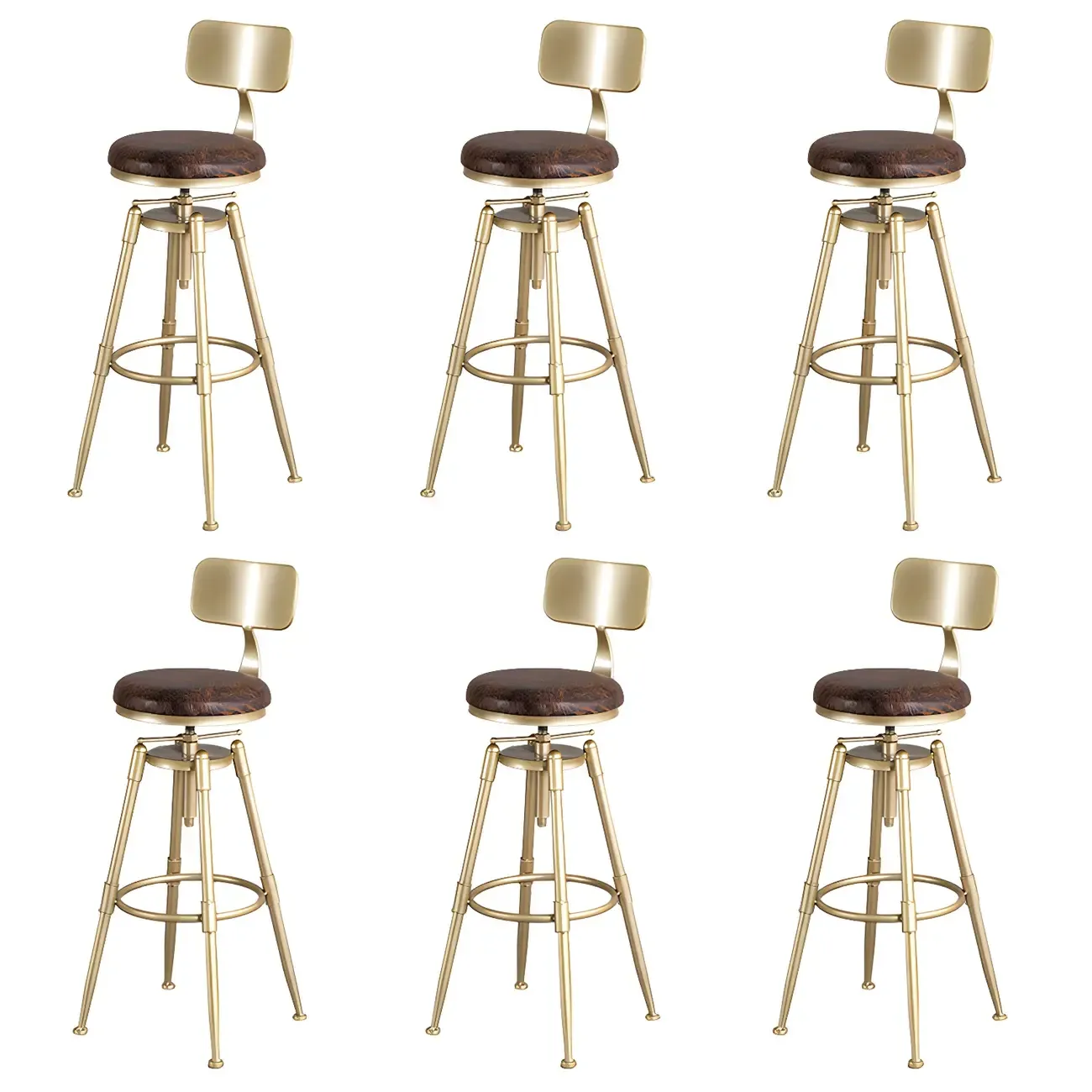 Luxurious Metal Swivel Bar Stools with Backrest for Home Bar Image - 18