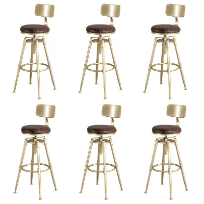 Luxurious Metal Swivel Bar Stools with Backrest for Home Bar Image - 18