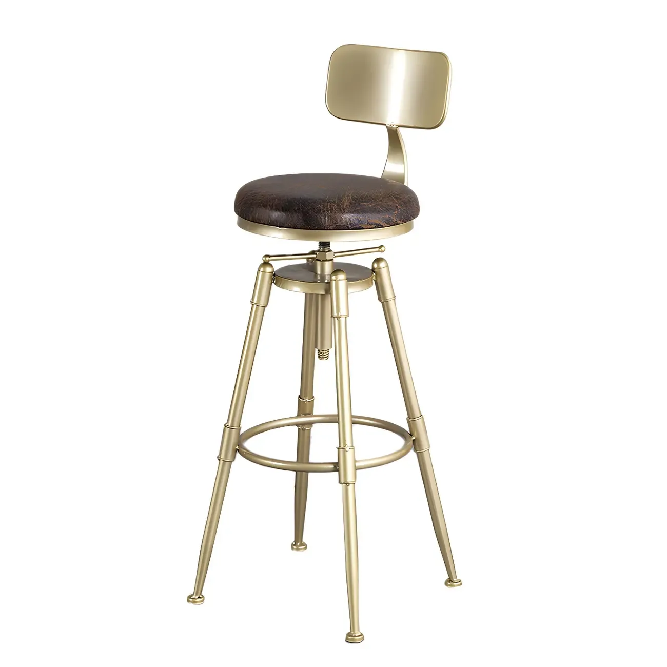 Luxurious Metal Swivel Bar Stools with Backrest for Home Bar Image - 19