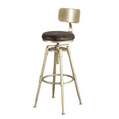 Luxurious Metal Swivel Bar Stools with Backrest for Home Bar Image - 19