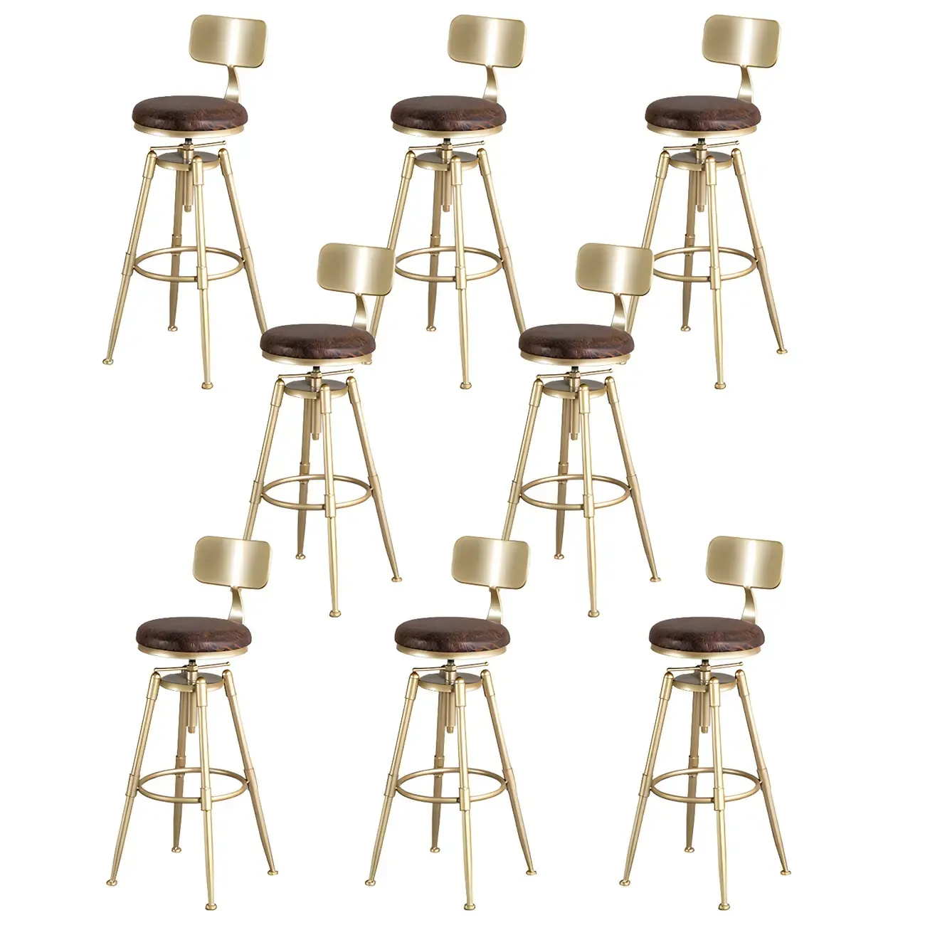 Luxurious Metal Swivel Bar Stools with Backrest for Home Bar Image - 21