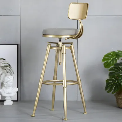 Luxurious Metal Swivel Bar Stools with Backrest for Home Bar Image - 22