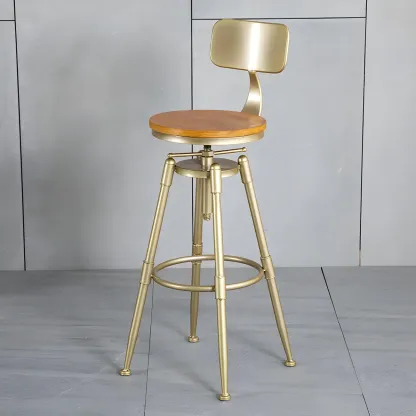 Luxurious Metal Swivel Bar Stools with Backrest for Home Bar Image - 23