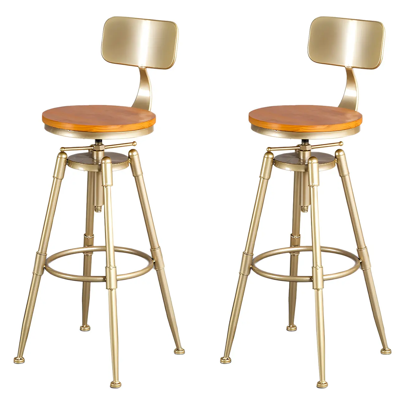 Luxurious Metal Swivel Bar Stools with Backrest for Home Bar Image - 24 | homeyfad