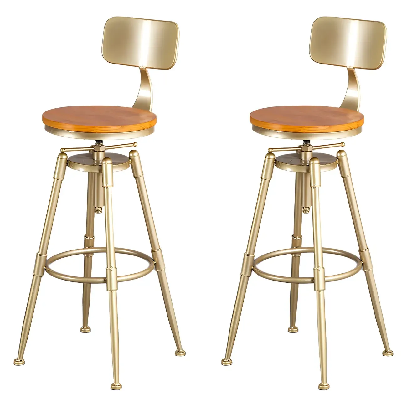 Luxurious Metal Swivel Bar Stools with Backrest for Home Bar Image - 24