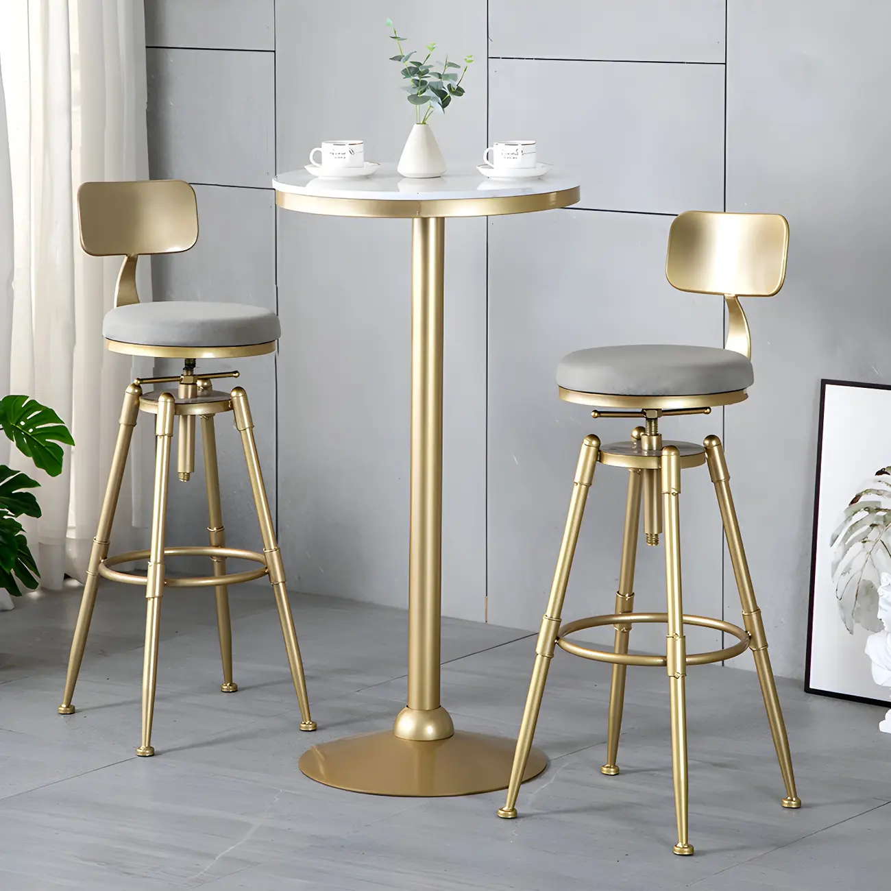 Luxurious Metal Swivel Bar Stools with Backrest for Home Bar Image - 1 | homeyfad