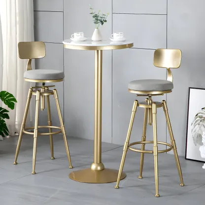 Luxurious Metal Swivel Bar Stools with Backrest for Home Bar Image - 1