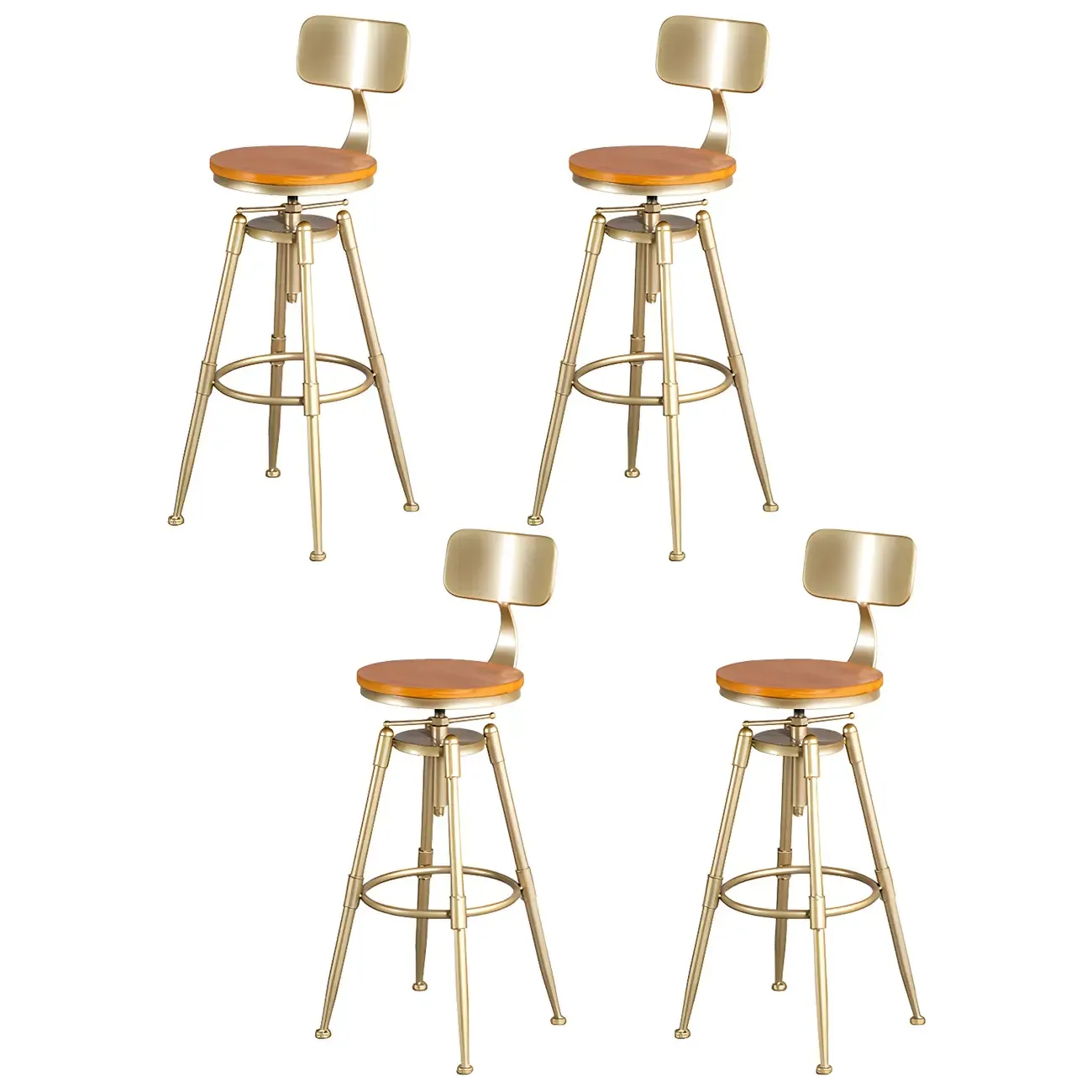 Luxurious Metal Swivel Bar Stools with Backrest for Home Bar Image - 25