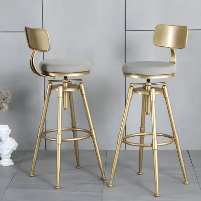 Luxurious Metal Swivel Bar Stools with Backrest for Home Bar Image - 26