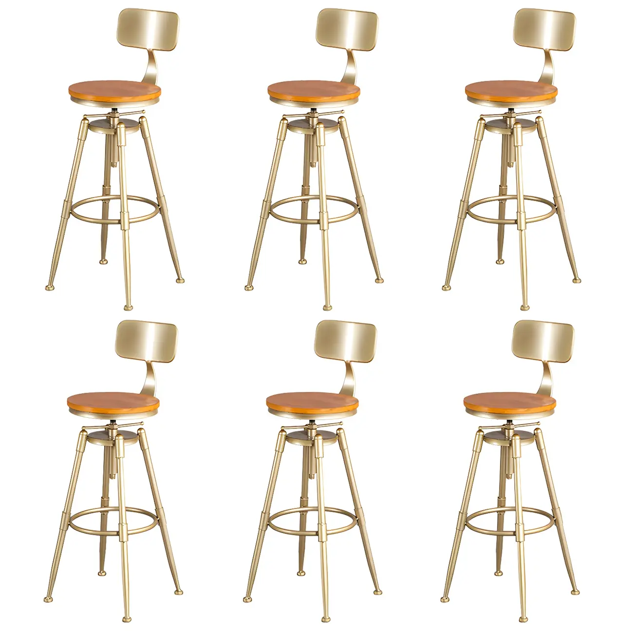 Luxurious Metal Swivel Bar Stools with Backrest for Home Bar Image - 27 | homeyfad