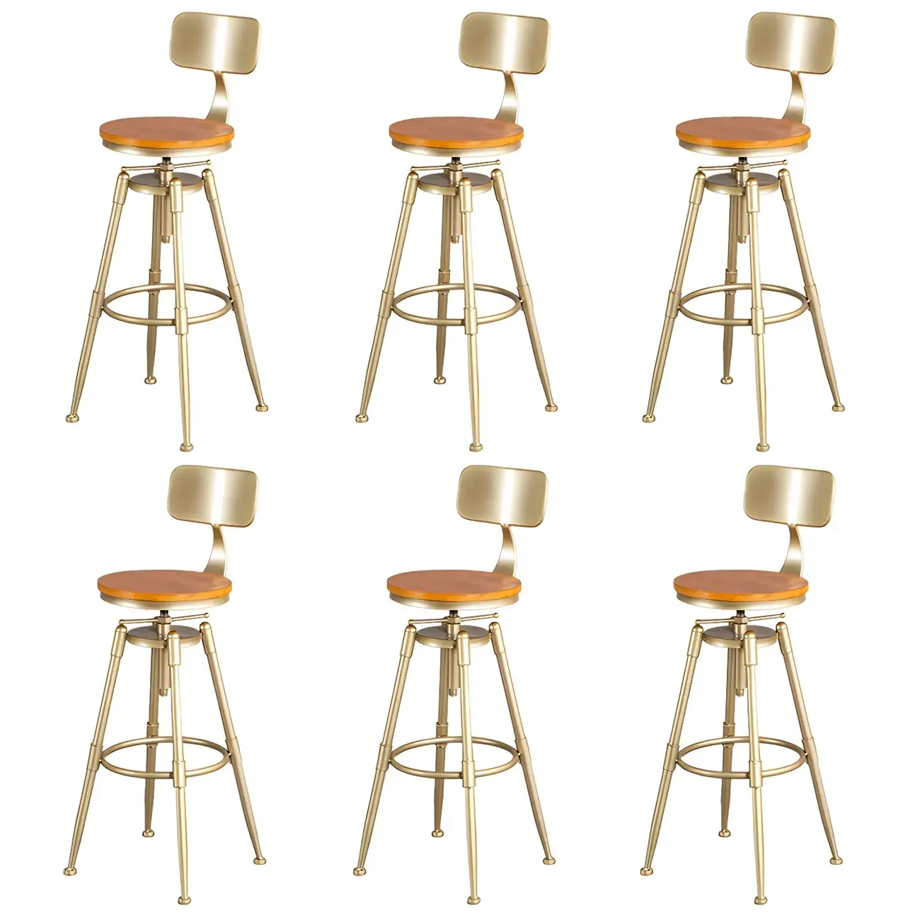Luxurious Metal Swivel Bar Stools with Backrest for Home Bar Image - 27
