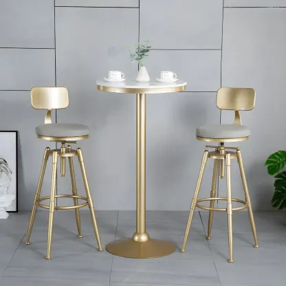 Luxurious Metal Swivel Bar Stools with Backrest for Home Bar Image - 28