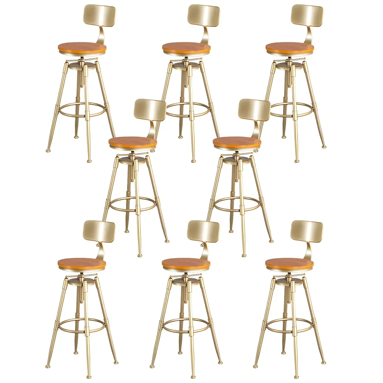 Luxurious Metal Swivel Bar Stools with Backrest for Home Bar Image - 29